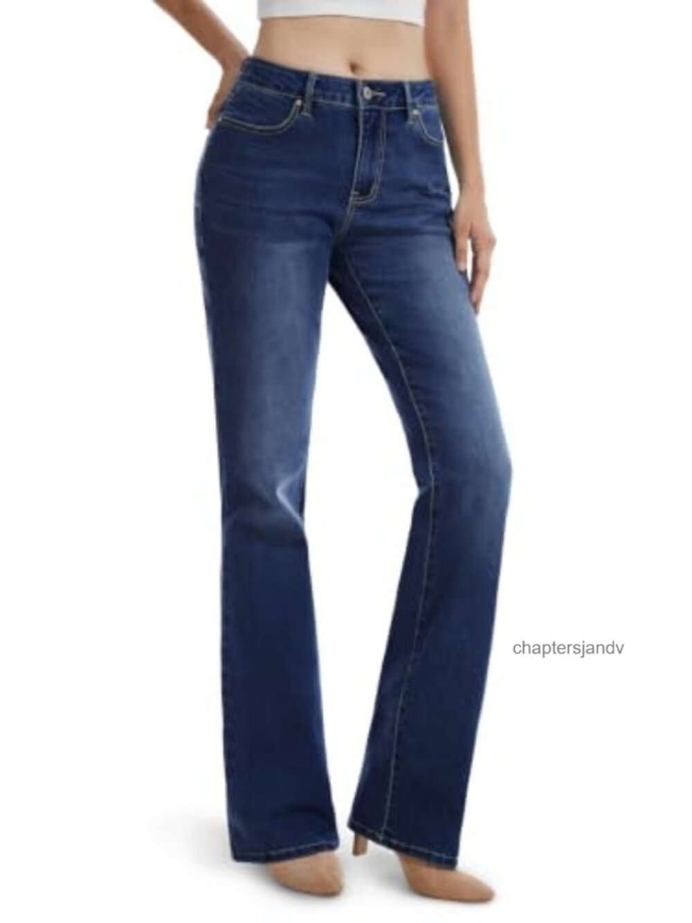 Petite Curvy Bootcut Flare Jeans Stretch Denim Pants 26" Inseam